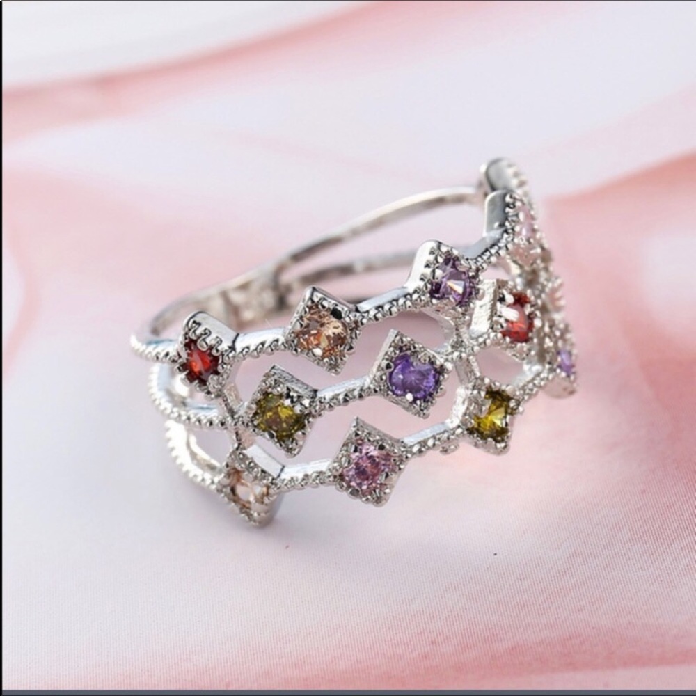 Sapphire, Amethyst, Topaz Ring